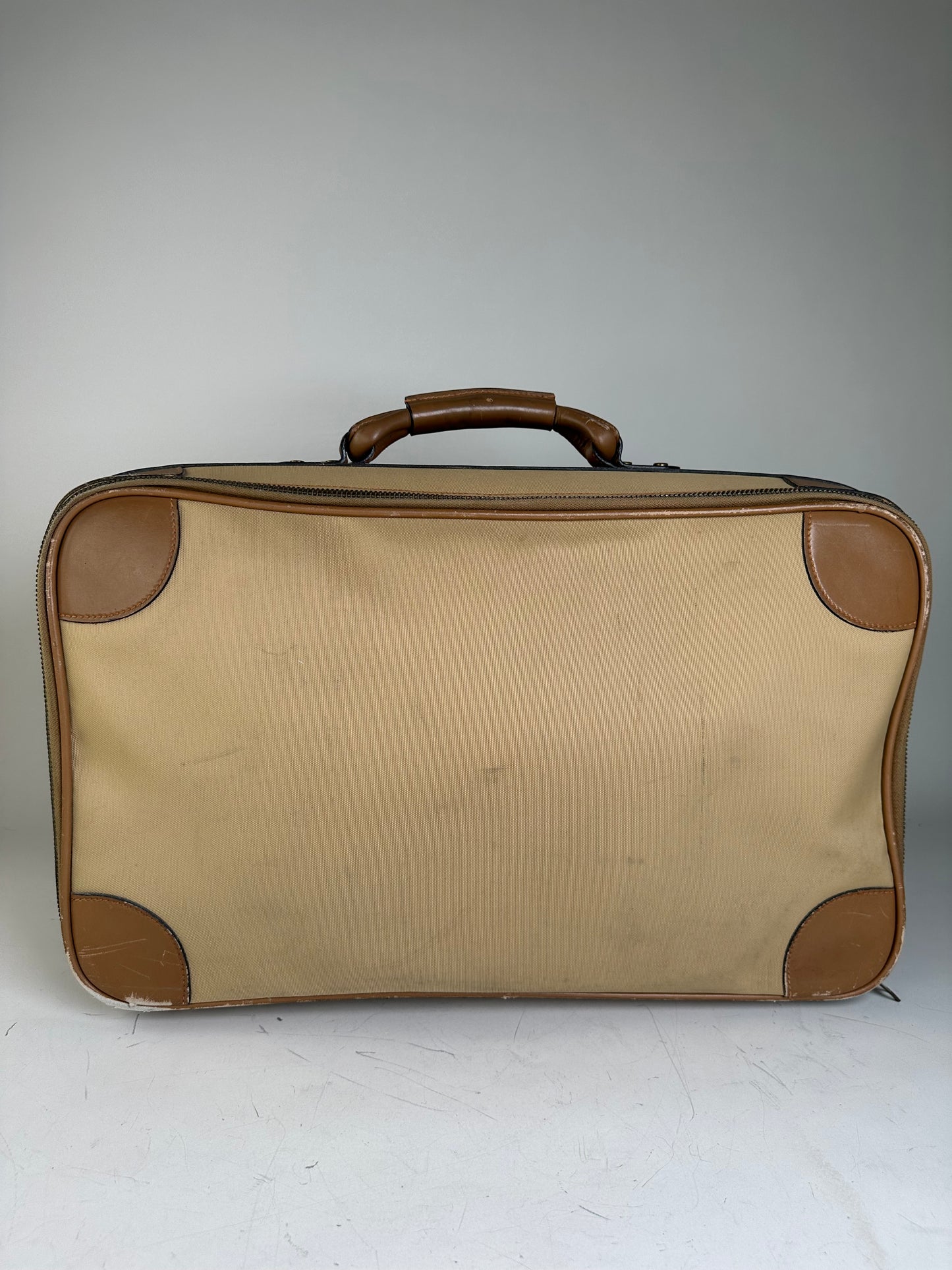 Vintage Gucci Canvas Travel Bag Beige Brown Gold