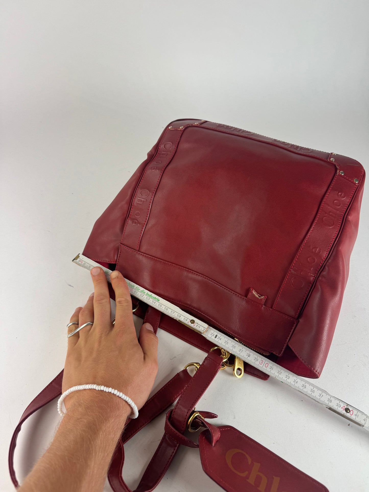 Vintage Chloe Leather Tote Bag red