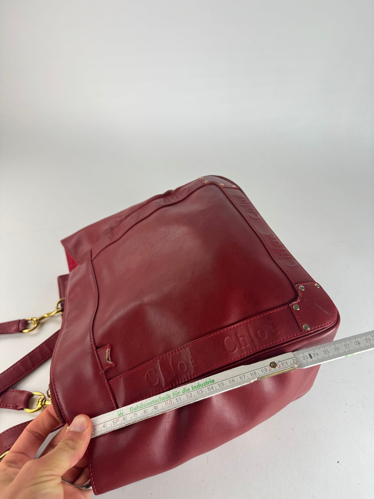 Vintage Chloe Leather Tote Bag red