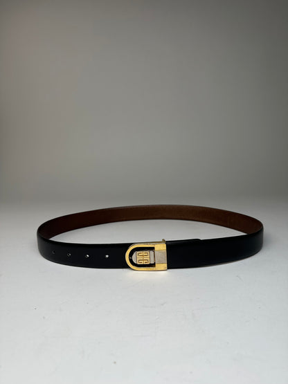 Vintage Givenchy Leather Belt Black Brown