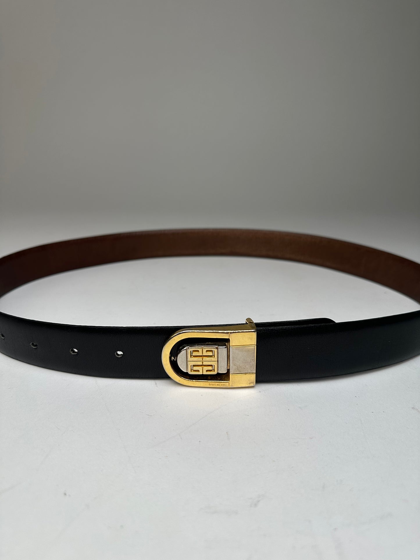 Vintage Givenchy Leather Belt Black Brown