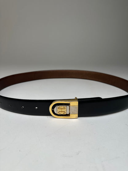 Vintage Givenchy Leather Belt Black Brown