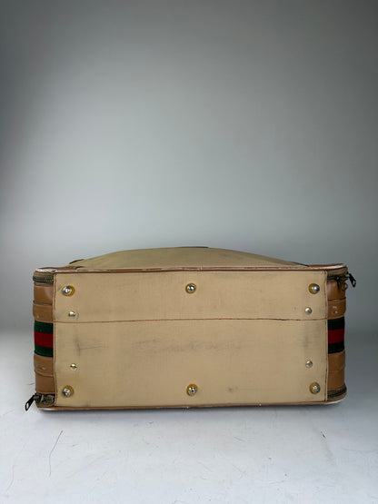 Vintage Gucci Canvas Travel Bag Beige Brown Gold