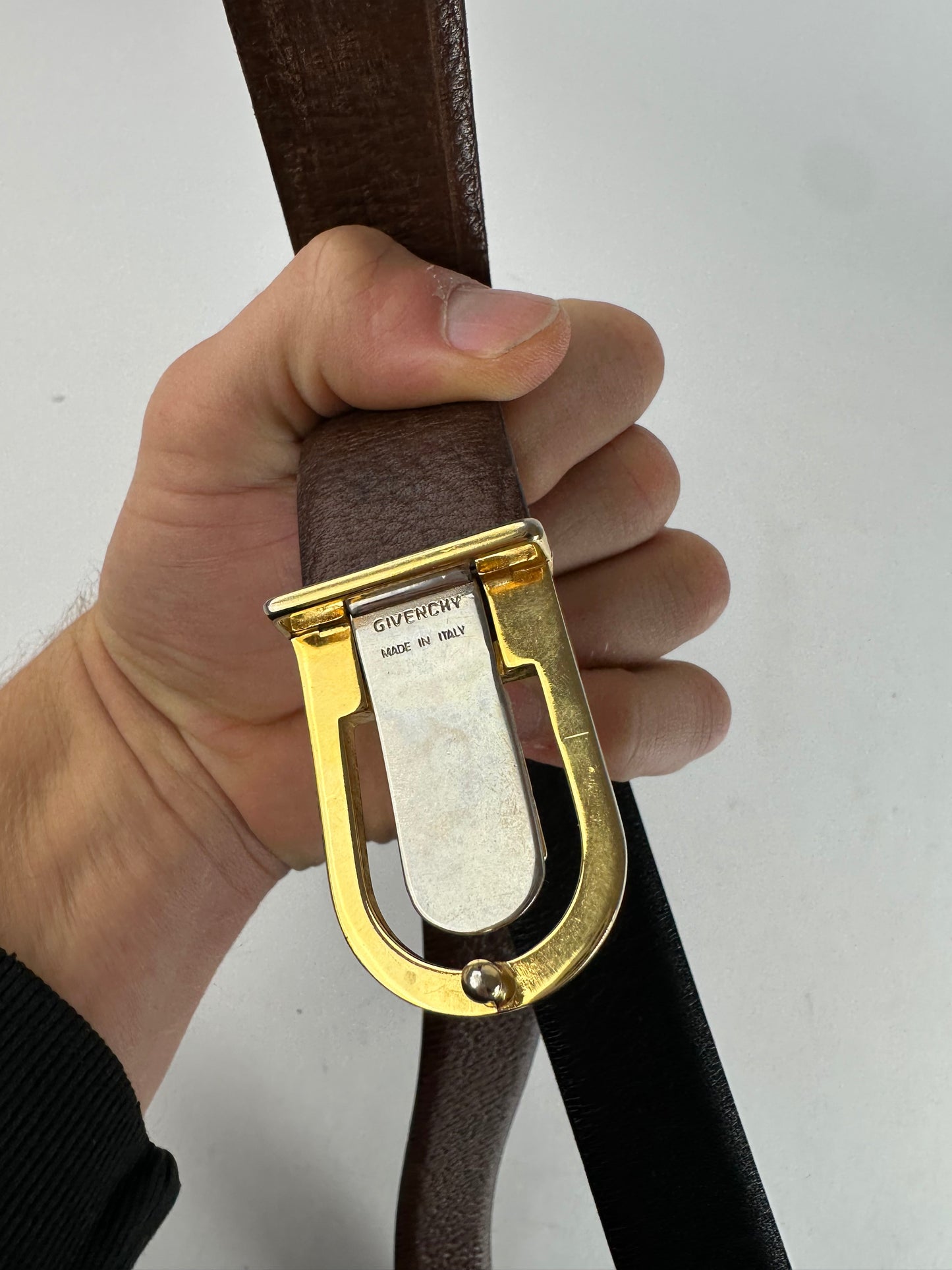 Vintage Givenchy Leather Belt Black Brown