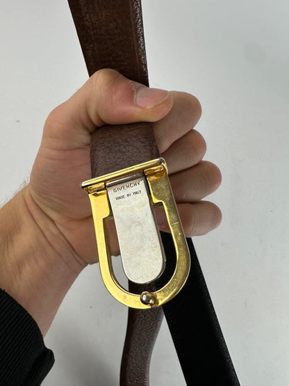 Vintage Givenchy Leather Belt Black Brown