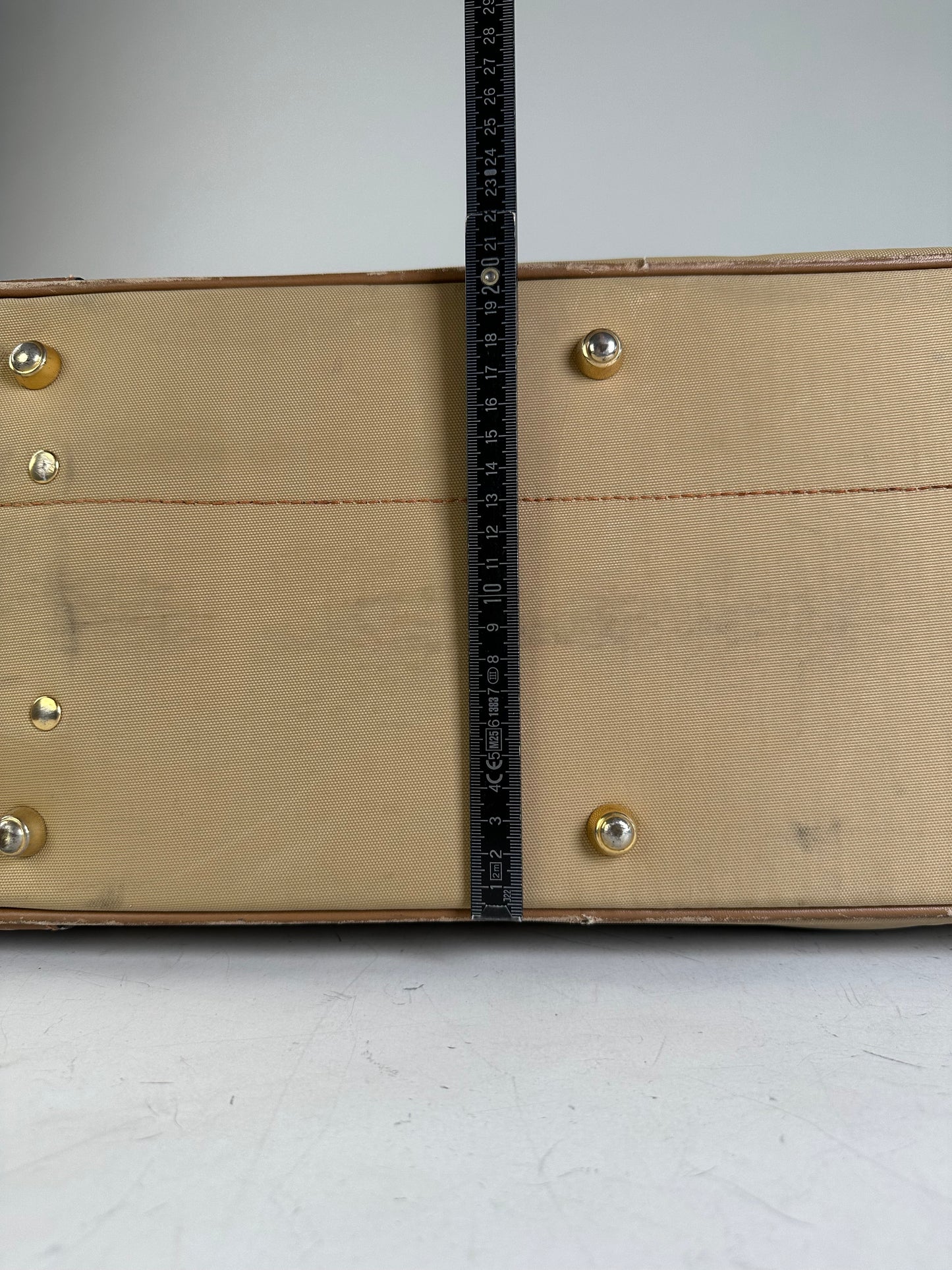 Vintage Gucci Canvas Travel Bag Beige Brown Gold