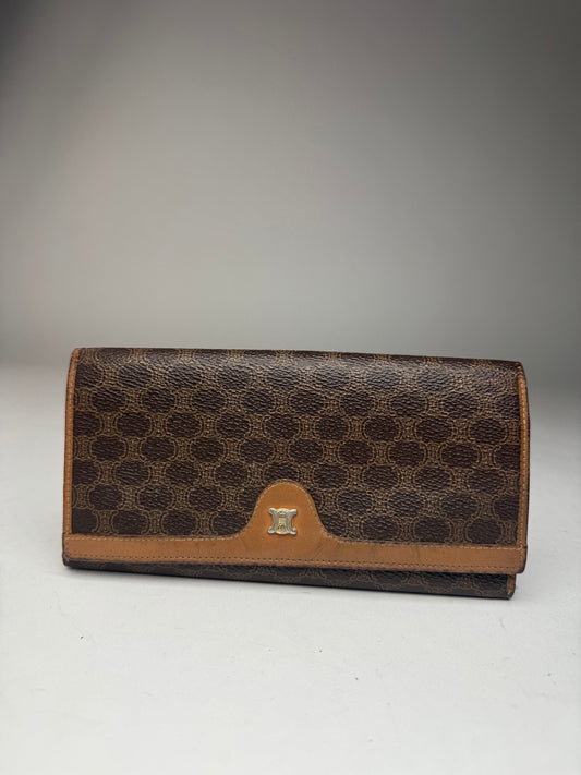 Vintage Celine Triomphe Monogram Leather wallet brown