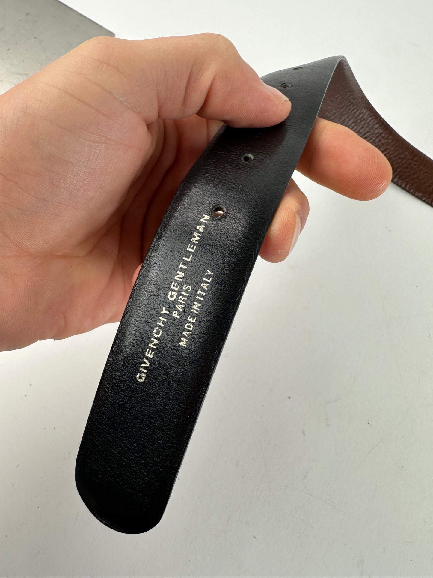Vintage Givenchy Leather Belt Black Brown