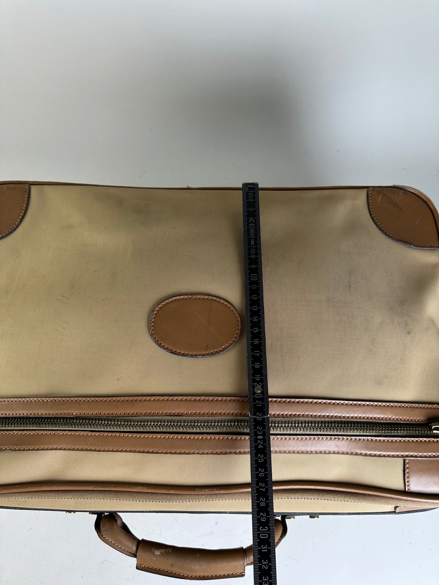 Vintage Gucci Canvas Travel Bag Beige Brown Gold