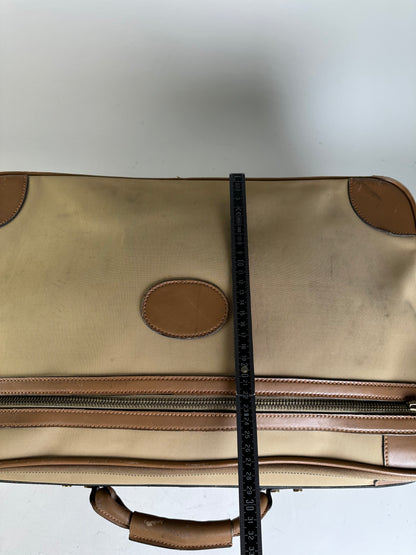 Vintage Gucci Canvas Travel Bag Beige Brown Gold
