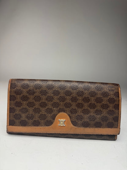 Vintage Celine Triomphe Monogram Leather wallet brown