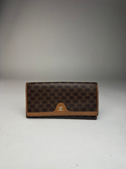 Vintage Celine Triomphe Monogram Leather wallet brown