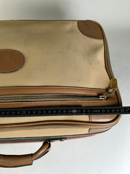 Vintage Gucci Canvas Travel Bag Beige Brown Gold