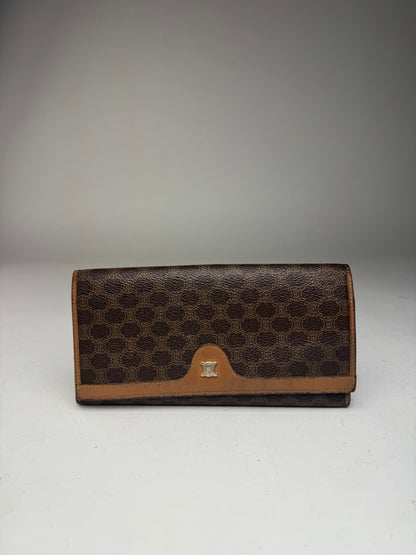 Vintage Celine Triomphe Monogram Leather wallet brown