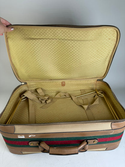 Vintage Gucci Canvas Travel Bag Beige Brown Gold