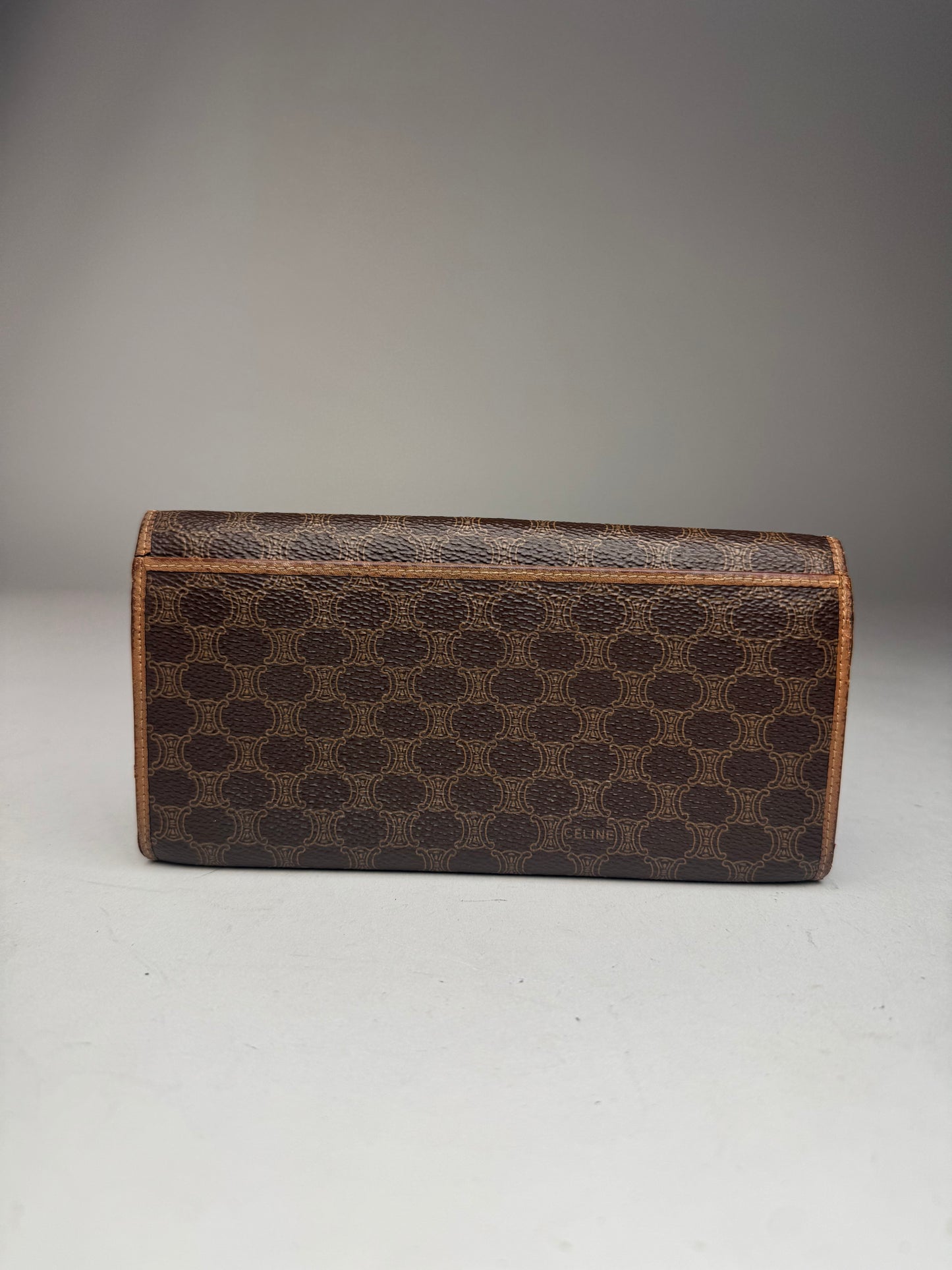 Vintage Celine Triomphe Monogram Leather wallet brown
