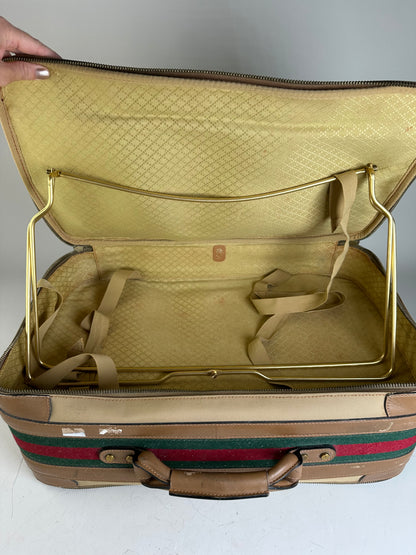 Vintage Gucci Canvas Travel Bag Beige Brown Gold