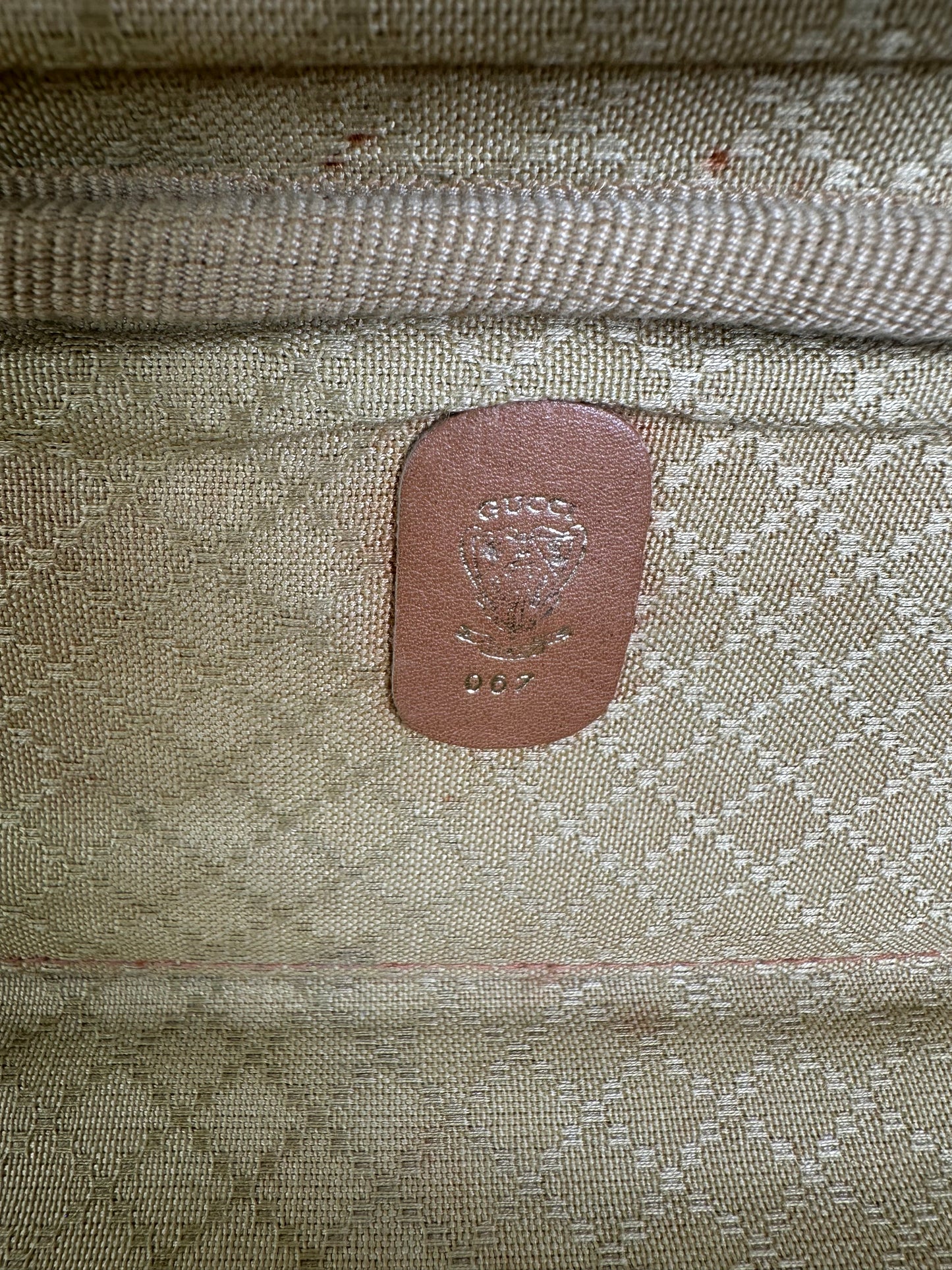Vintage Gucci Canvas Travel Bag Beige Brown Gold