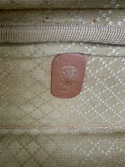 Vintage Gucci Canvas Travel Bag Beige Brown Gold