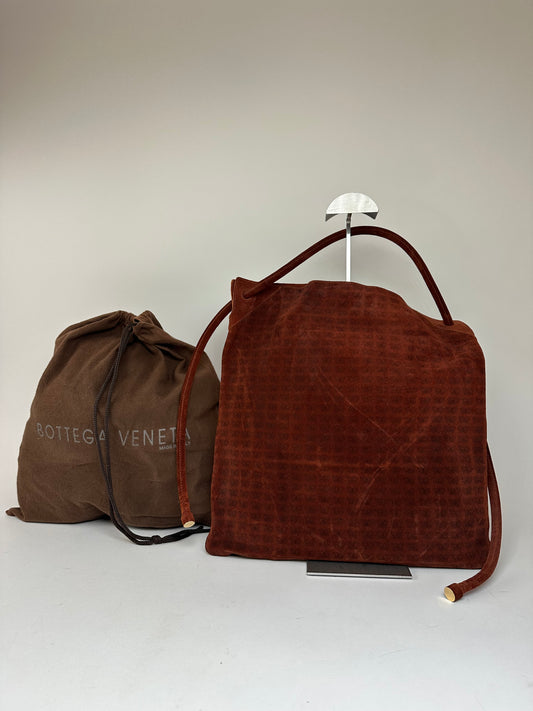 Vintage Bottega Veneta Suede Butterfly Monogram Multiway Bag Brown red