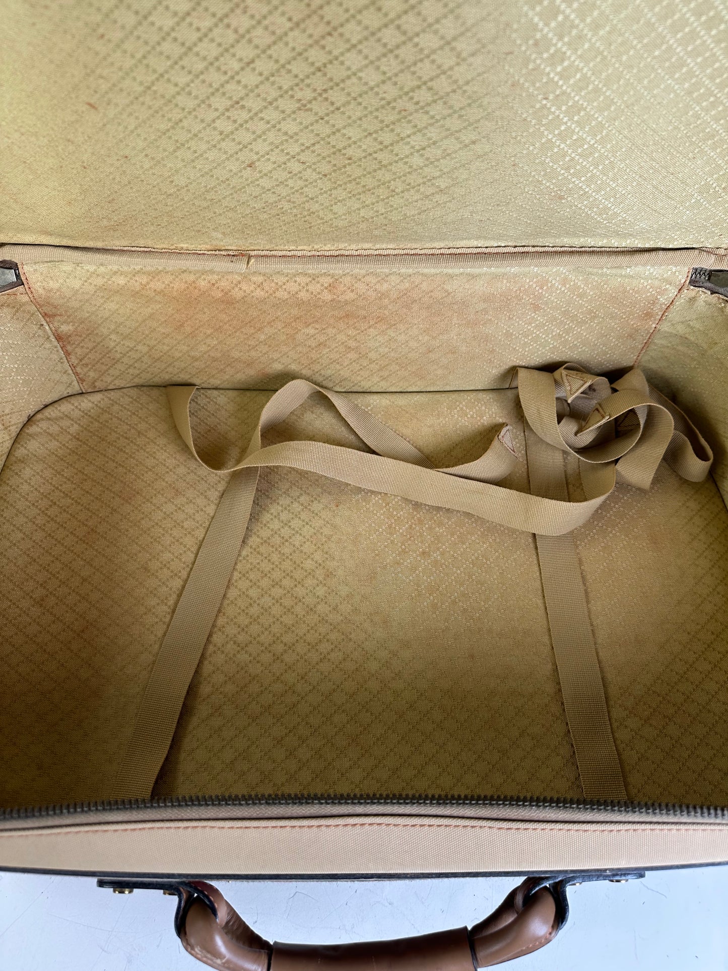 Vintage Gucci Canvas Travel Bag Beige Brown Gold