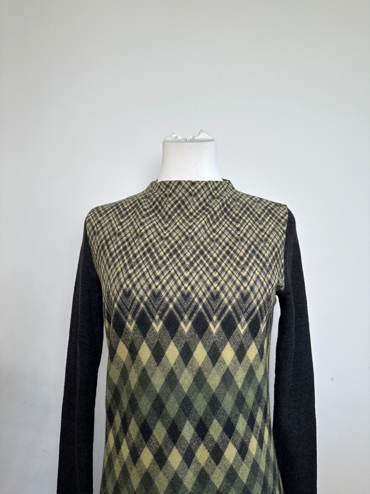 Vintage Givenchy Wool Dress Olive Green Multicolor XS