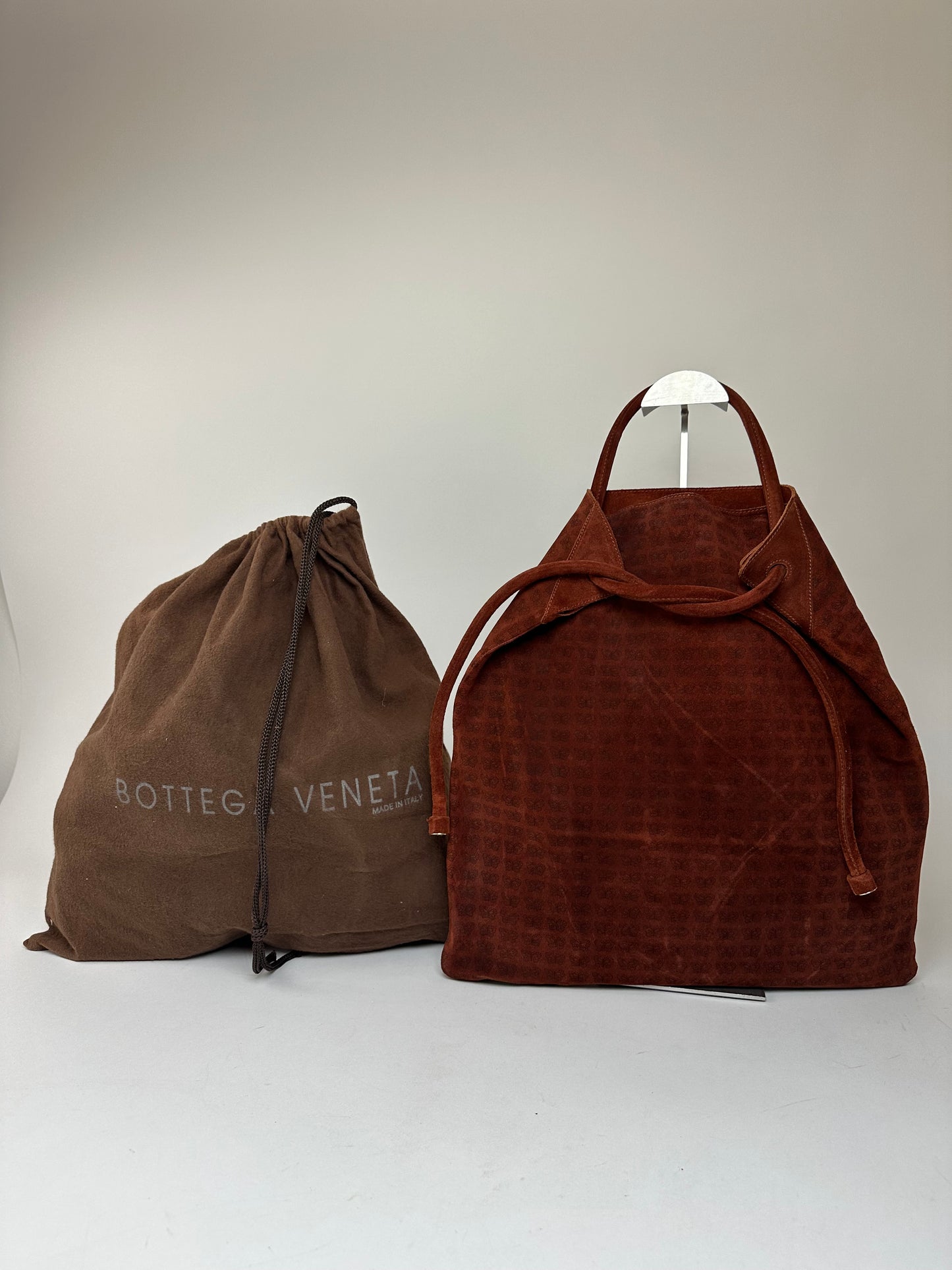 Vintage Bottega Veneta Suede Butterfly Monogram Multiway Bag Brown red