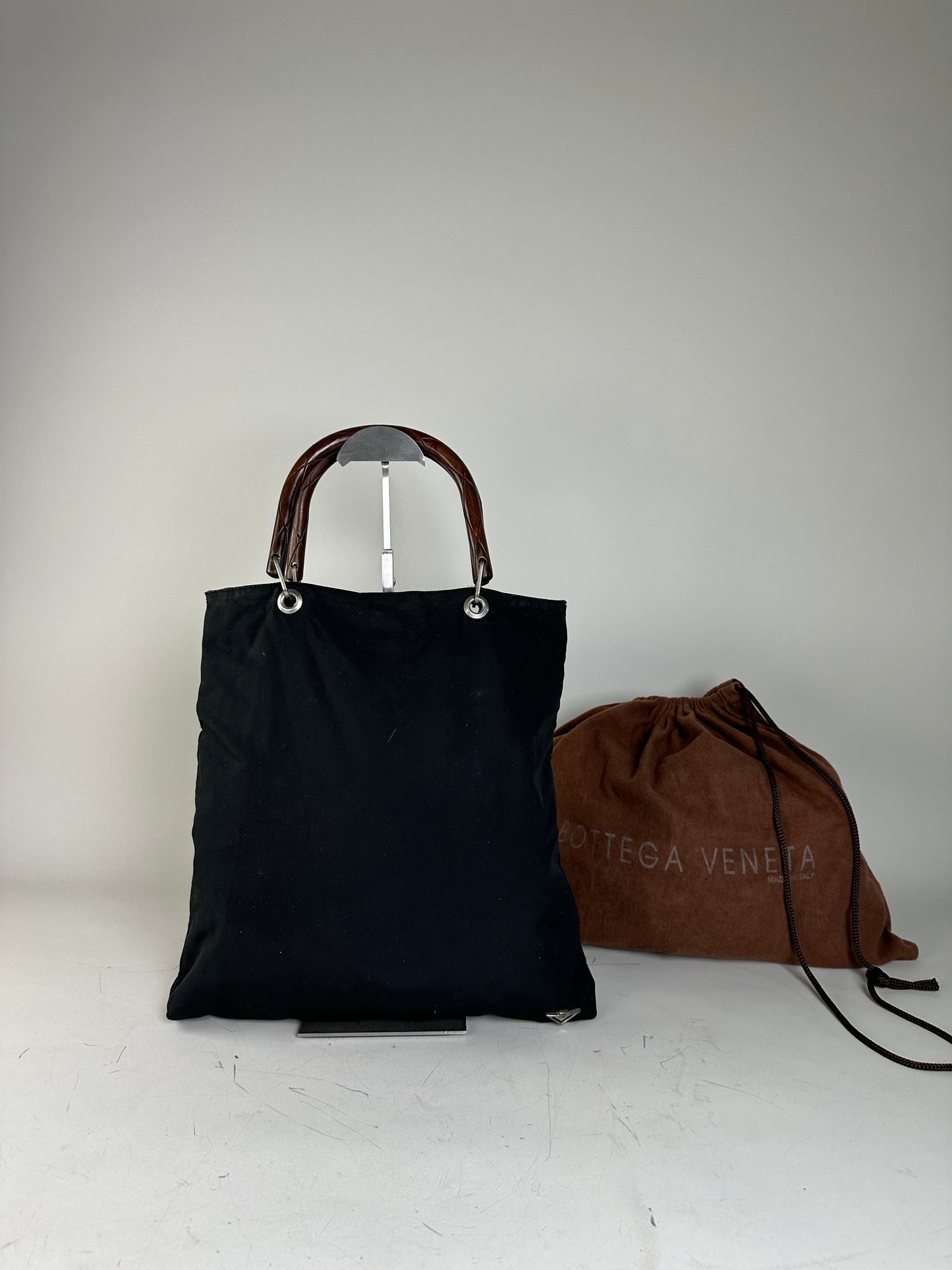 Vintage Bottega Veneta Reversible Canvas Tote Black Brown