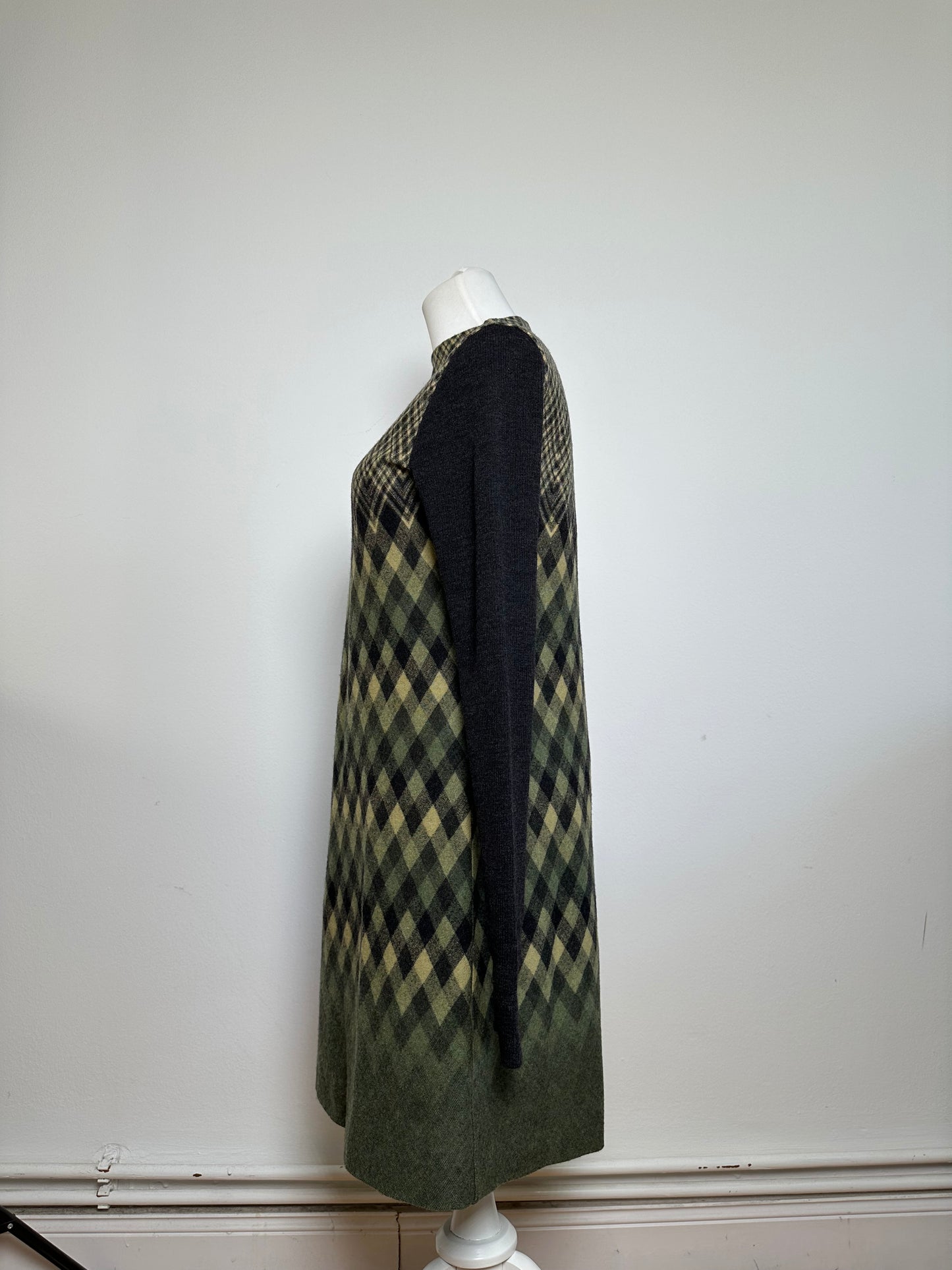 Vintage Givenchy Wool Dress Olive Green Multicolor XS