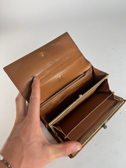 Vintage Celine Triomphe Monogram Leather wallet brown