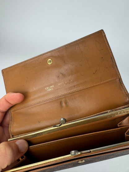 Vintage Celine Triomphe Monogram Leather wallet brown