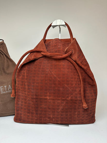 Vintage Bottega Veneta Suede Butterfly Monogram Multiway Bag Brown red