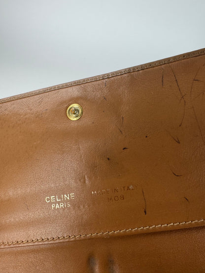 Vintage Celine Triomphe Monogram Leather wallet brown