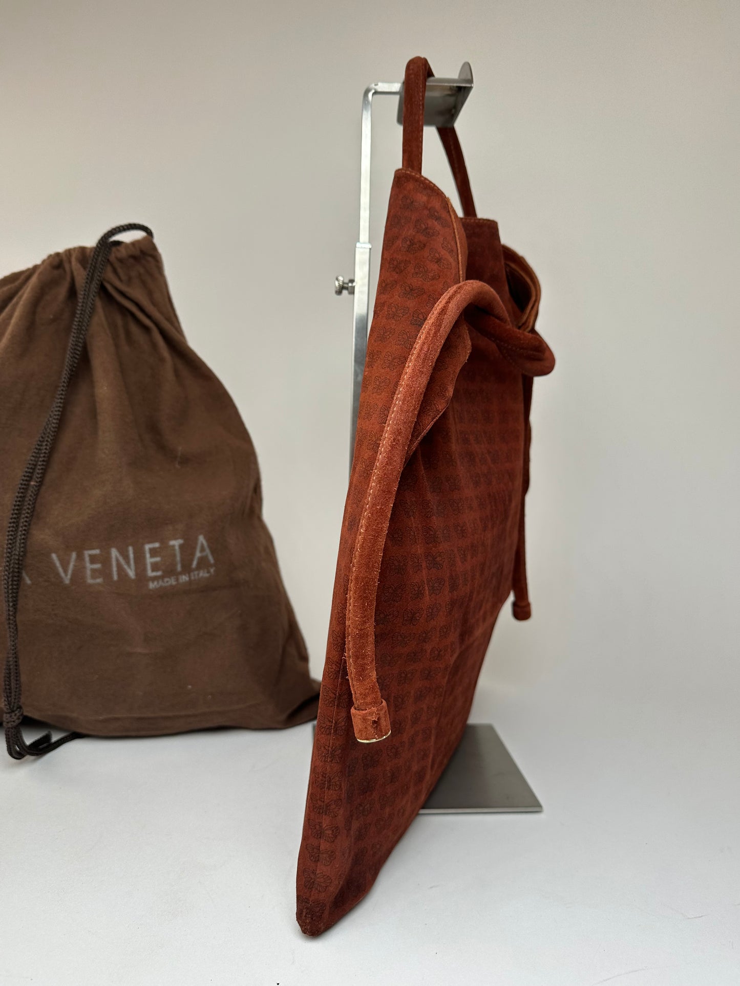 Vintage Bottega Veneta Suede Butterfly Monogram Multiway Bag Brown red