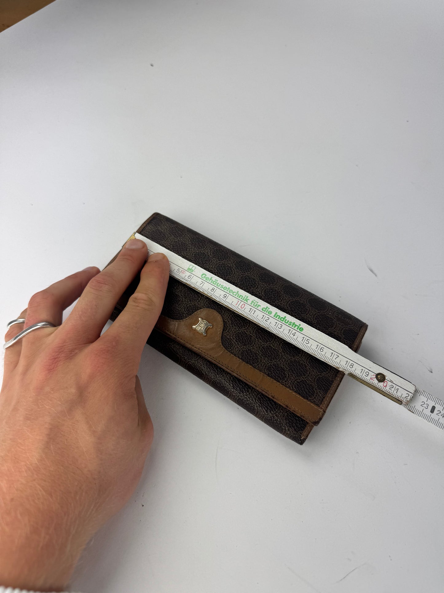 Vintage Celine Triomphe Monogram Leather wallet brown