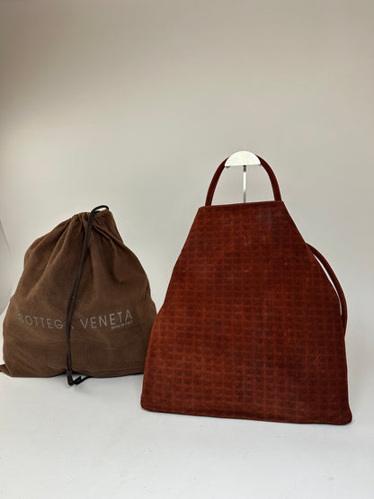 Vintage Bottega Veneta Suede Butterfly Monogram Multiway Bag Brown red