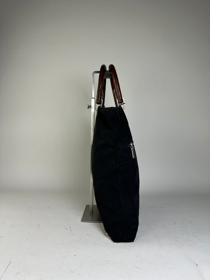 Vintage Bottega Veneta Reversible Canvas Tote Black Brown