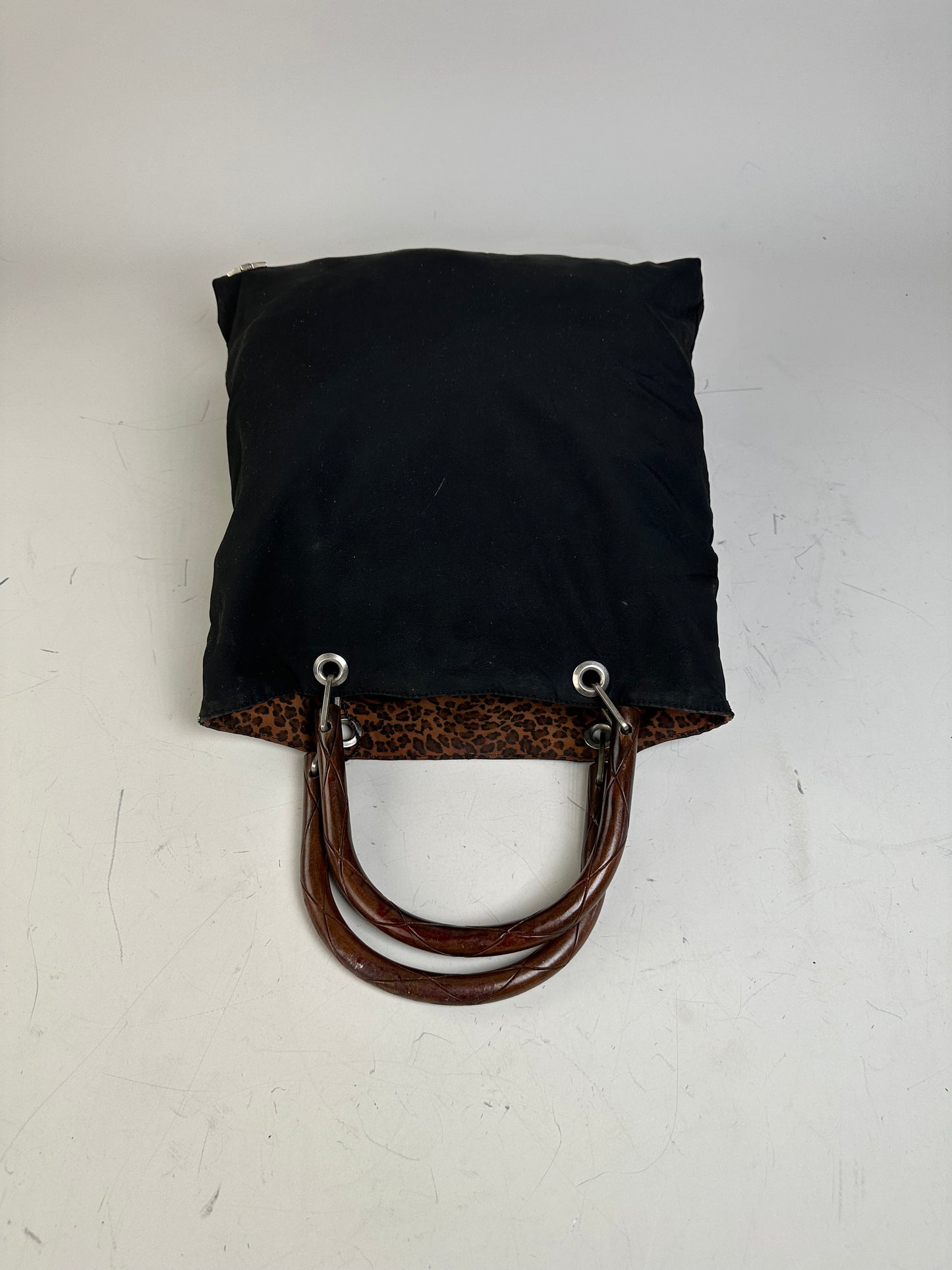 Vintage Bottega Veneta Reversible Canvas Tote Black Brown