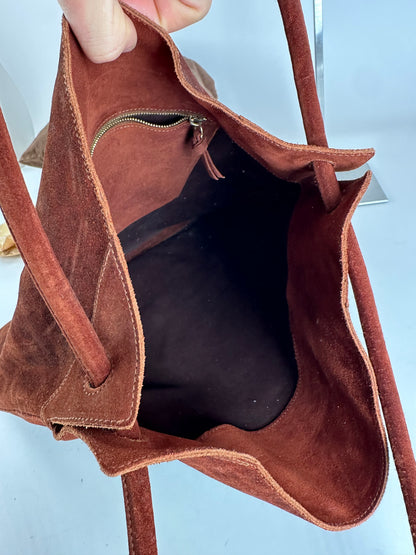 Vintage Bottega Veneta Suede Butterfly Monogram Multiway Bag Brown red