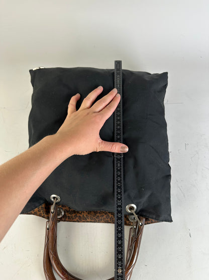 Vintage Bottega Veneta Reversible Canvas Tote Black Brown