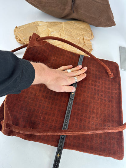 Vintage Bottega Veneta Suede Butterfly Monogram Multiway Bag Brown red