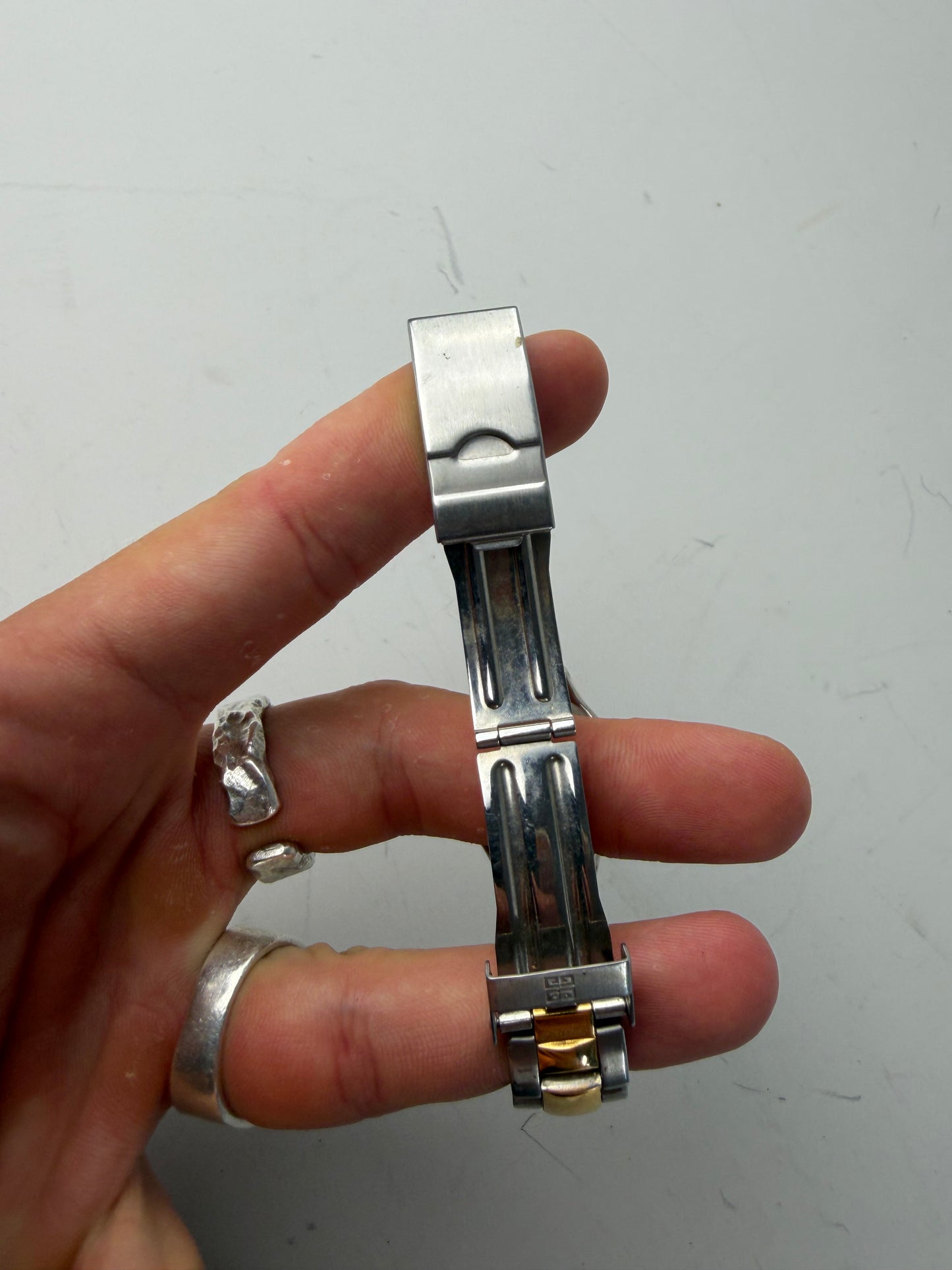 Vintage Givenchy Stainless Steel Bracelet Watch Silver Gold