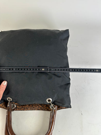 Vintage Bottega Veneta Reversible Canvas Tote Black Brown