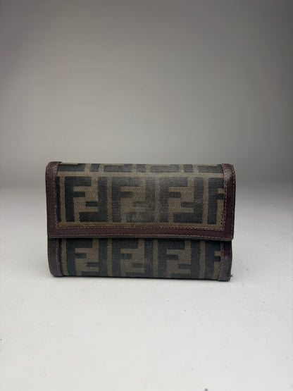 Vintage Fendi FF Monogram Leather Wallet Brown