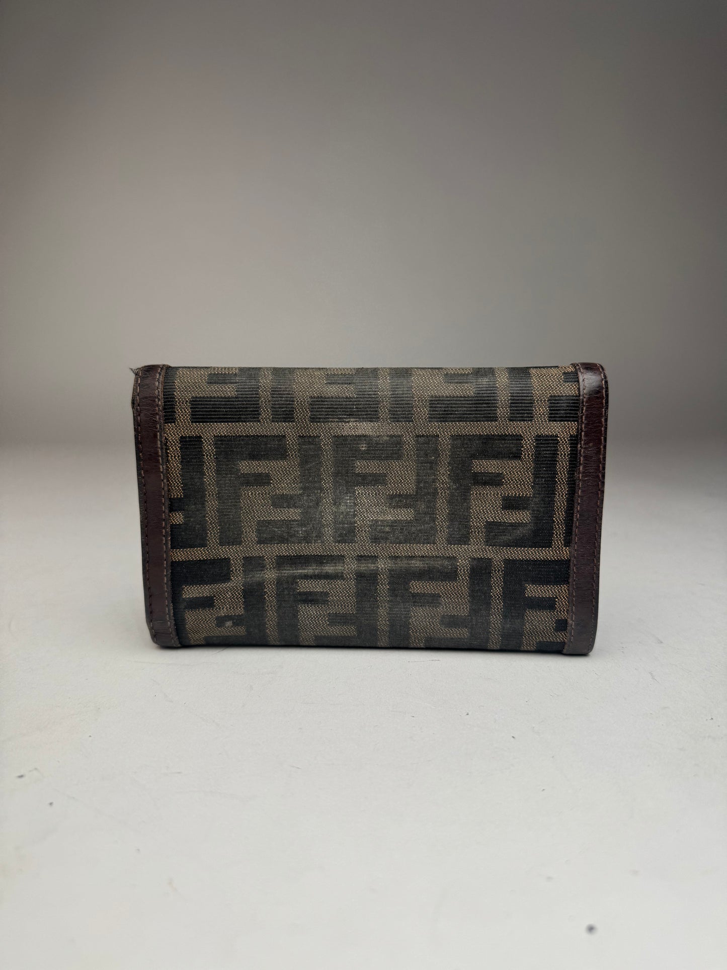 Vintage Fendi FF Monogram Leather Wallet Brown