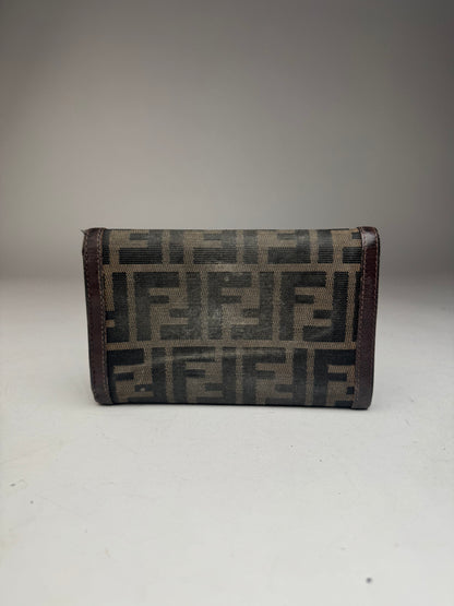 Vintage Fendi FF Monogram Leather Wallet Brown