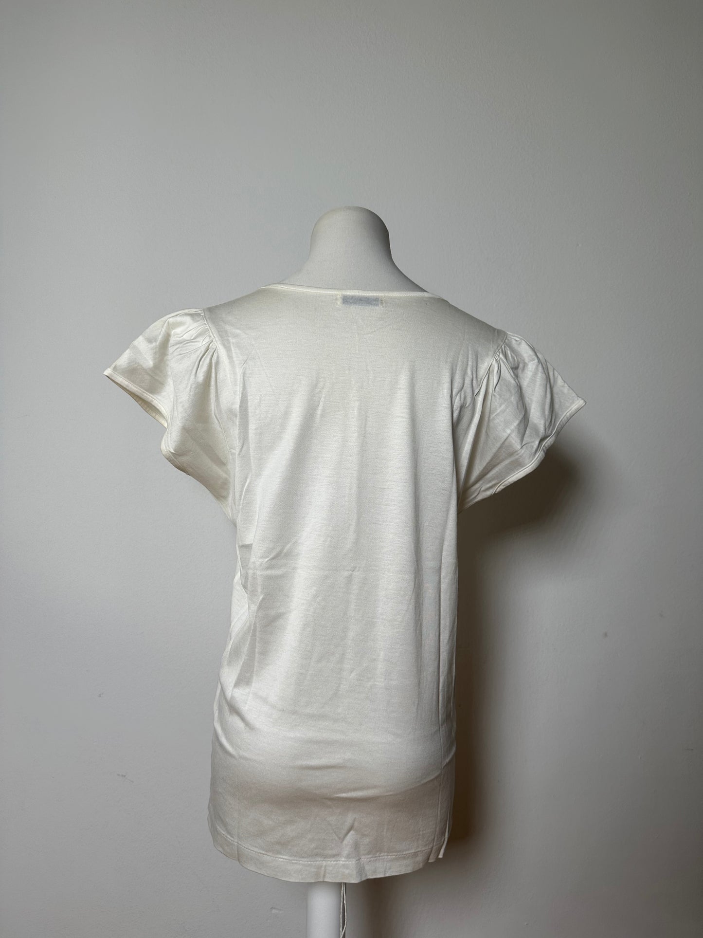 Vintage Yves Saint Laurent Embroidered Logo T-shirt Ivory M