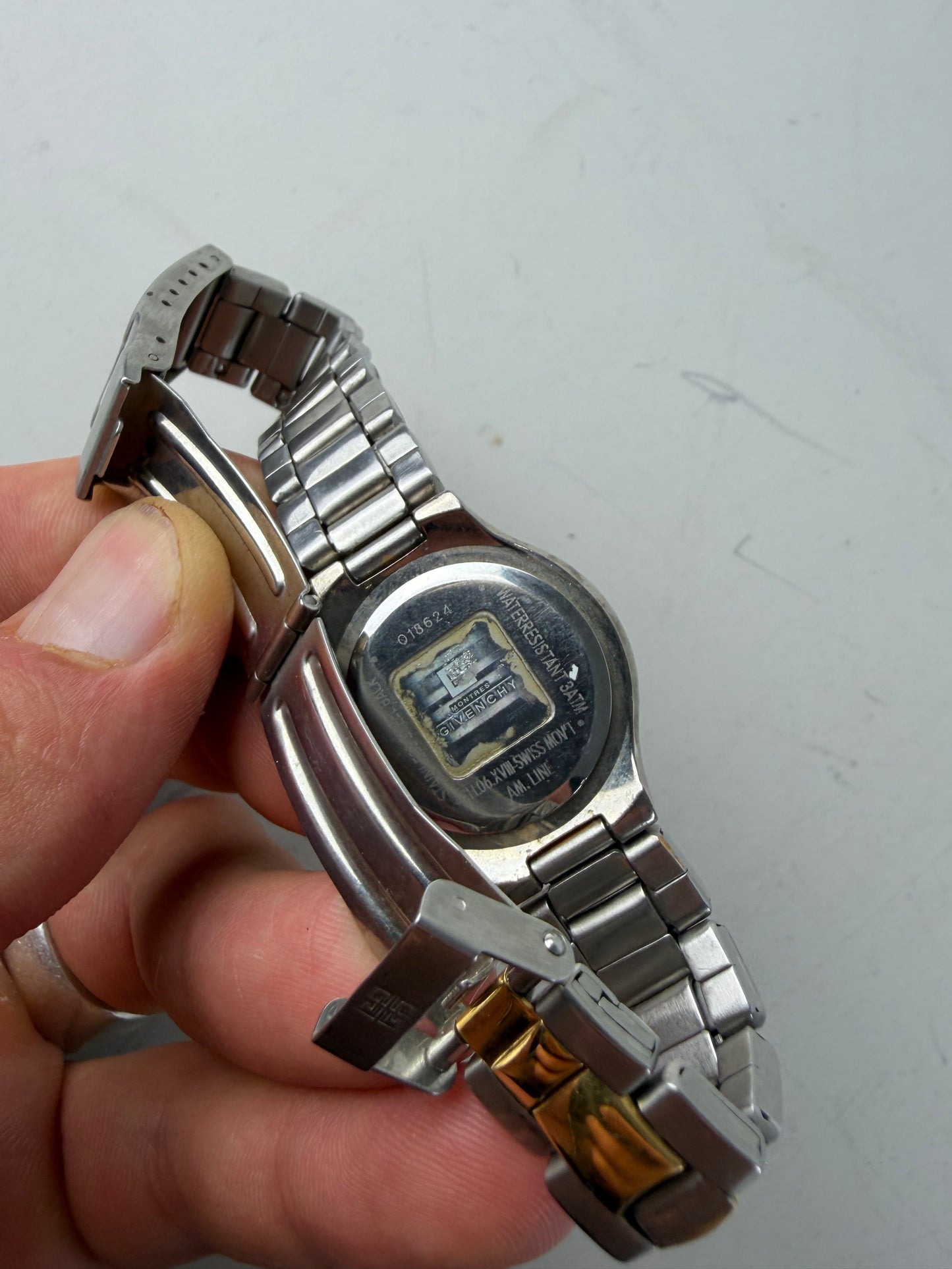 Vintage Givenchy Stainless Steel Bracelet Watch Silver Gold