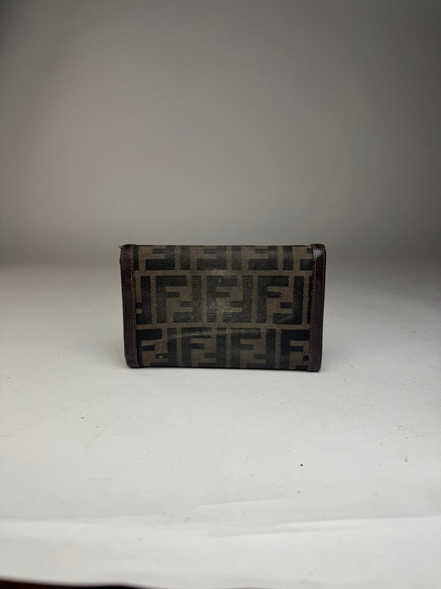 Vintage Fendi FF Monogram Leather Wallet Brown