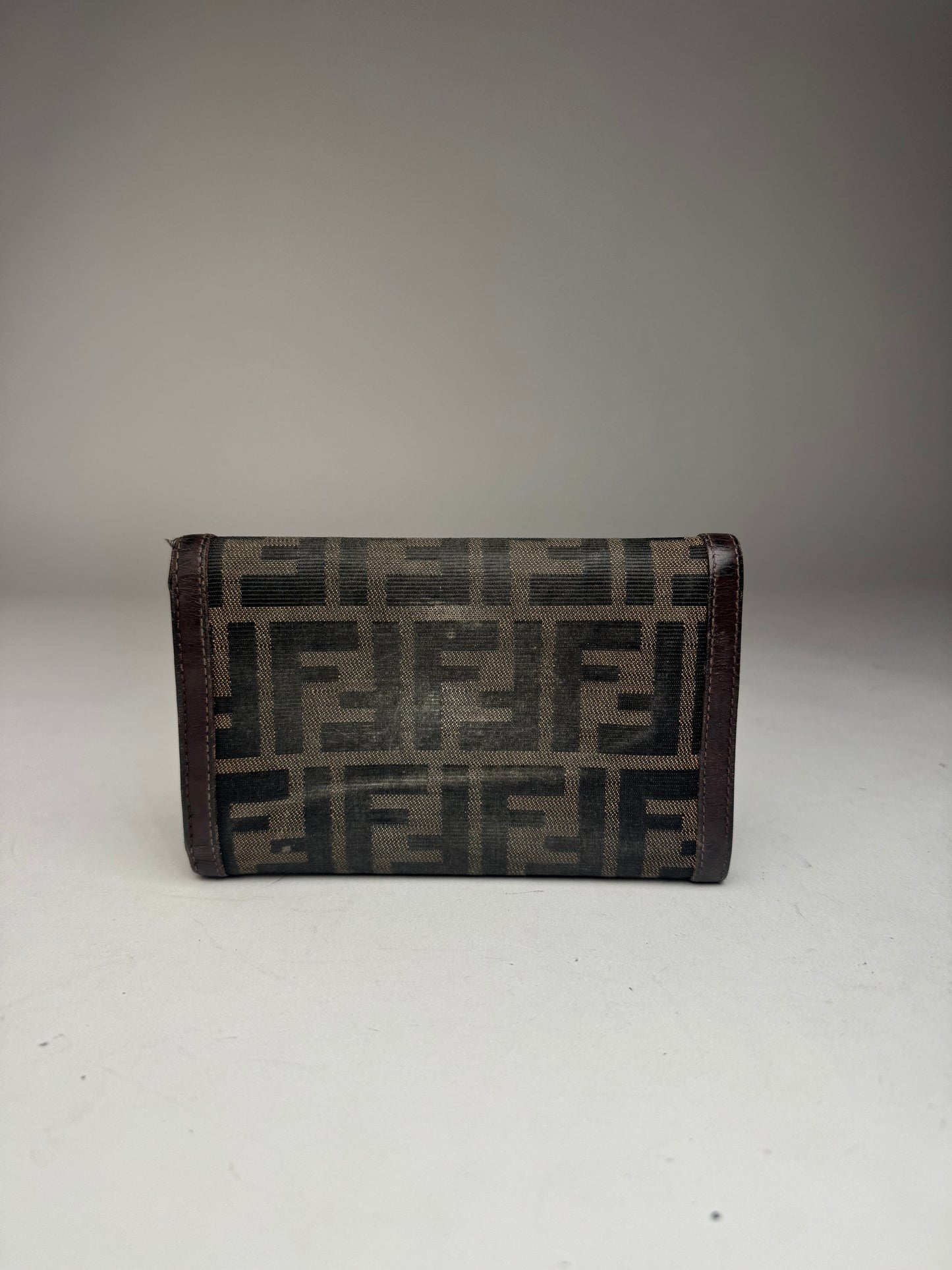 Vintage Fendi FF Monogram Leather Wallet Brown